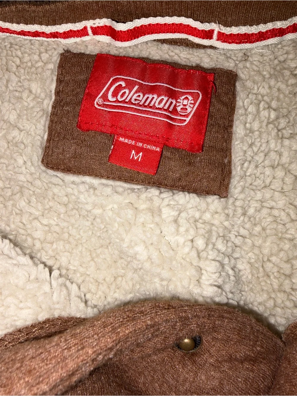 Coleman Brown Sherpa-Lined Henley Pullover